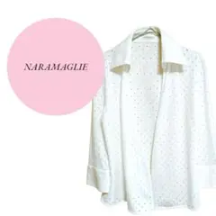 【ナラマリエ】日本製♡綿100%♡刺繍♡トップス♡襟付ジャケット♡L【II】白