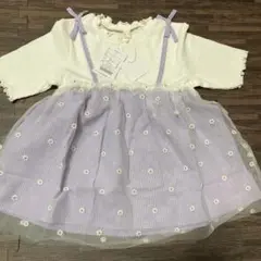 最終お値下げ　フリル付き白紫Tシャツ 140