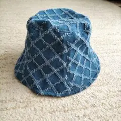 デニム バケットハット 青