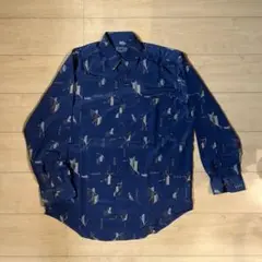 MARCONI ネイビー パターン付き シャツ M