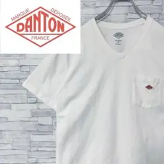 DANTON ダントン 半袖 Tシャツ Vネック ワンポイントロゴ ホワイト S
