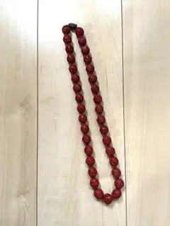 堆朱 ネックレス 彫刻 花唐草文 約64cm