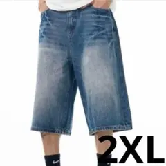 ジョーツ　デニム　ハーフ　ワイド　パンツ　ジーンズ　インディゴブルー　2XL