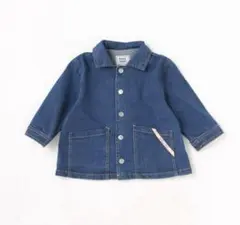 【プティマイン】新品 カバーオール デニムジャケット S(80-90)