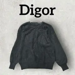 Digor 長袖 セーター リボン刺繍 ニットセーター (F)ブラック アンゴラ