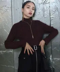 HARE　ラメランダムリブニット　ボルドー