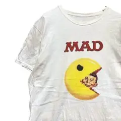 BiNQ 雑誌 Tシャツ 古着 白 マッドマガジン パックマン レトロ ゲーム
