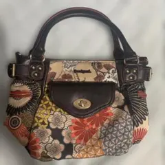 【Desigual】 花柄と鶴プリントのハンドバッグ