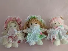 カントリードール　ハンドメイド　　ミニミニドールキーホルダー付き３体セット