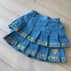 平成　レトロ　mezzo piano 刺繍フリルスカート 青　100