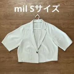 mil リネンライク ランタンスリーブ クロップドジャケット アイボリー S