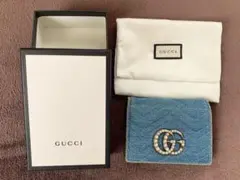 GUCCI GGマーモント デニムカードケース 二つ折り(日本限定)