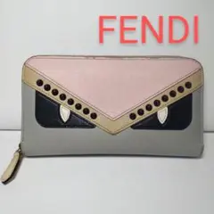 AAK22 フェンディ モンスターバグズ ラウンドファスナー長財布 スタッズ