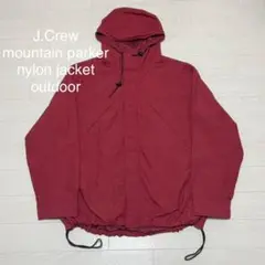 90s J.Crew マウンテンパーカー ジップアップ 赤 ベルクロ メンズ L