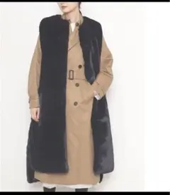 美品ハイク　hyke ファー　キルティングリバーシブル　スリーブレスコート　ジレ