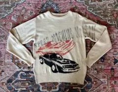 車のグラフィックプリントセーター