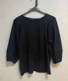 ⭐︎美品⭐︎EMMAJAMES ブラック 五分袖 テクスチャートップス