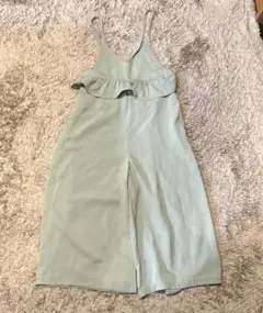 美品★150cm★GU フリル サロペット グリーン オールインワン