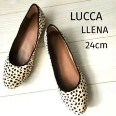 ♪送料無料.匿名発送LUCCALLENA ヒョウ柄 フラットシューズ 24