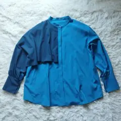 【美品】オズモーシス osmosis バイカラーベルトカラーシャツ 長袖