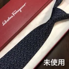 未使用 salvatore ferragamo フェラガモ ネクタイ ネイビー