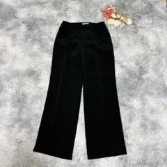 ELLE エル（M）スラックス ストレート 無地 タック入 ワイドパンツ 日本製