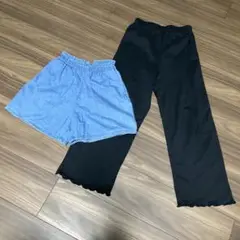 しまむら 西松屋 ショートパンツ キュロット パンツ ダンガリー