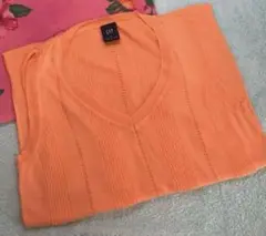 GAP シャーベットオレンジ Vネック ニットノースリーブ アイレット y2k