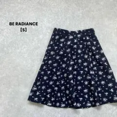 a1685＊BERADIANCE 花柄フレアスカート　ネイビー【S】膝丈　可愛い