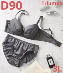 新品未使用 トリンプ D90 3L ブラジャー ショーツ グレー 大きいサイズ3