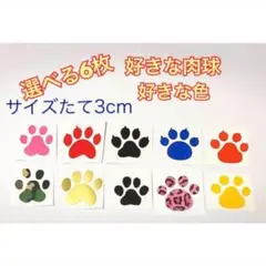 肉球　犬　猫　ステッカーシール　6枚セット 　6枚以下、サイズ変更もO.K！