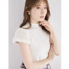tocco トッコクローゼット　ファースリーブ切り替えニットプルオーバー