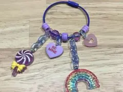 【ハンドメイド】じゃらじゃらキーホルダー　青　紫