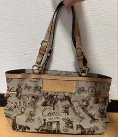 COACH トートバッグ　キャンバス　ブラウン　ターンロック　F14629