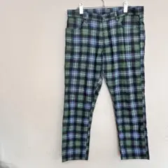 UNIQLO ユニクロ　メンズ　パンツ　緑　チェック柄　大きめサイズ　カジュアル