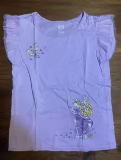 ユニクロ　ラプンツェル Tシャツ ラベンダー フリル袖　130