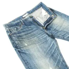 TOMMYトミー▼ストレートデニム▼ビッグサイズ▼ダメージ加工▼L▼W約92cm