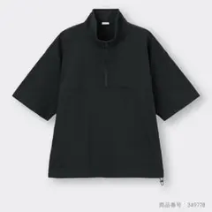 GU ハーフジッププルオーバー　5分袖　ブラック