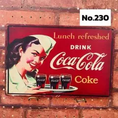 コカコーラ Coca-Cola レトロ風《230》ブリキ 看板 レトロ風 ☻
