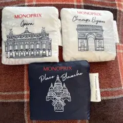 モノプリ★エコバッグ オペラ&凱旋門&ムーランルージュ 白 ネイビー Paris
