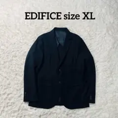 EDIFICE ポリレーヨン ストレッチ ネイビージャケット XL
