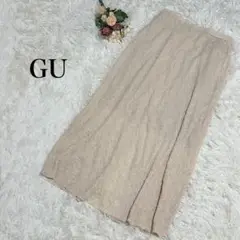 【GU】ランダムシャーリングフレアスカート　ベージュ　夏　M 334167