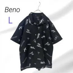 Beno ビーノ　メンズ　半袖シャツ　ポリエステル　黒　L