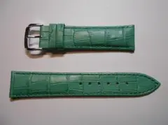 スイス製本革時計ベルト★クロコ薄緑20mm