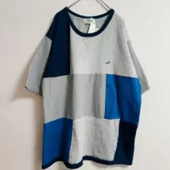 s0550【クロコダイル】メンズ半袖デザインTシャツ バイカラー 異素材ニット