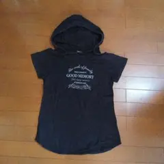 COMME CA ISM 黒フード付きTシャツ　Mサイズ