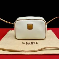 極 美品 セリーヌ マカダム ブラゾン ロゴ レザー ミニ ショルダーバッグ