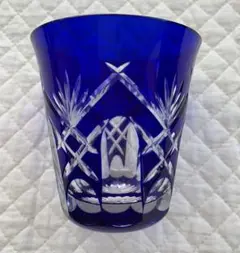江戸切子　グラス　青