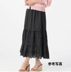 ＆Love アンドラブ カットワークリボンの大人デザインスカート 黒 S