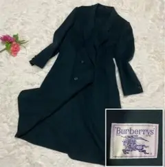 【美品】バーバリーズ ウール ロングコート カシミヤ混 グリーン 9AR 白タグ